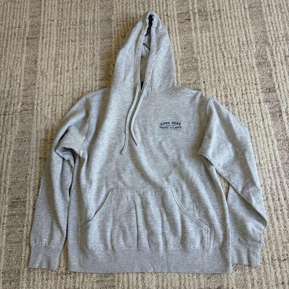 Dark Seas Division Shark Graphic Hoodie Heather Gray Pullover Mens Medium